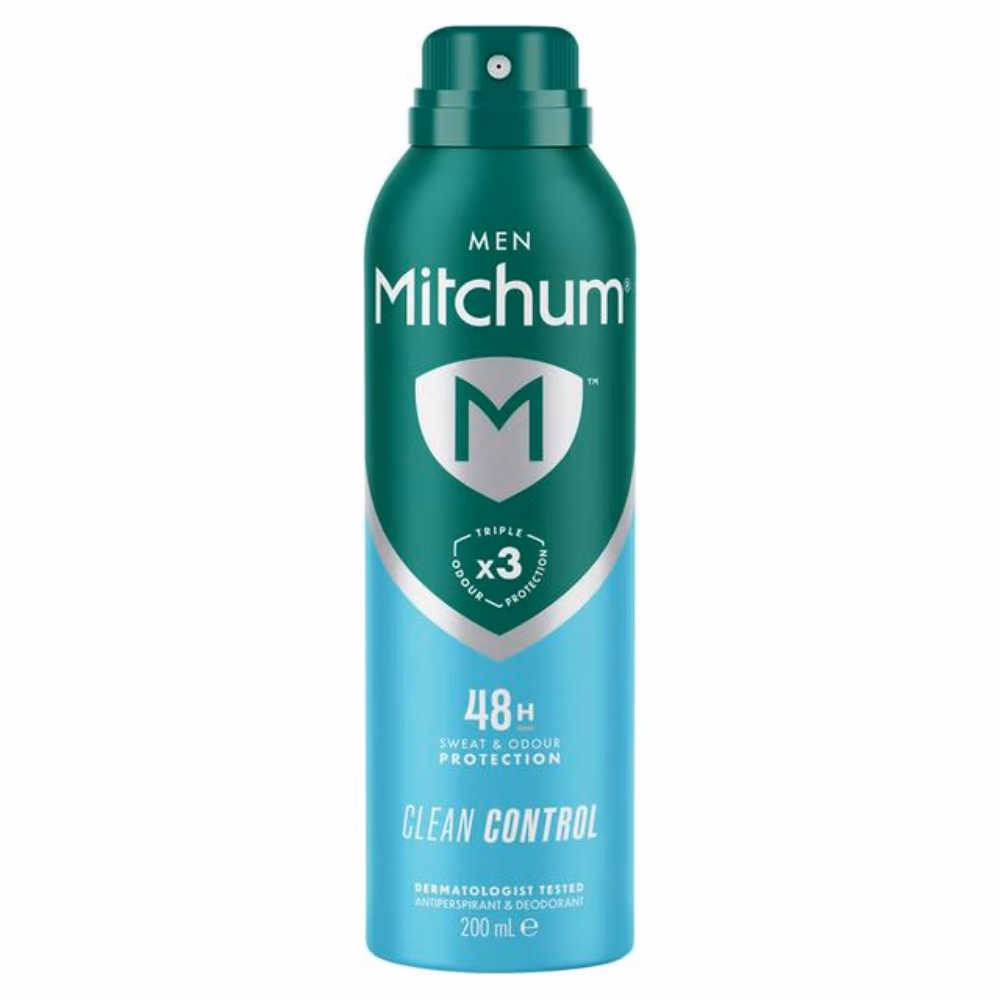 Mitchum Men's Clean Control 48HR Triple Odour Protection Antiperspirant and Deodorant Spray 200ml with Sweat and Odour Control 1