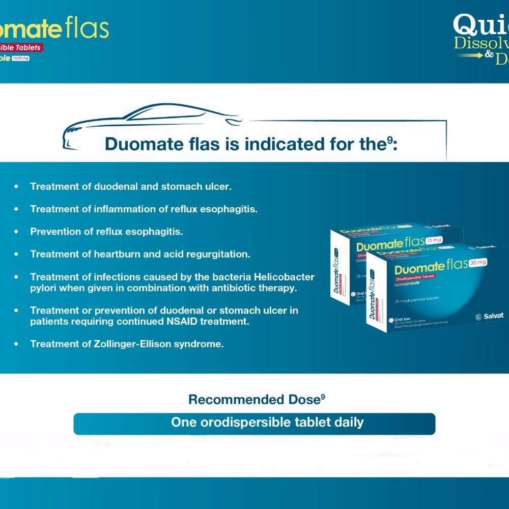Duomate Flas 15mg Lansoprazole Orodispersible Tablets, 28 Count – Fast-Dissolving Treatment for Acid-Related Conditions 2