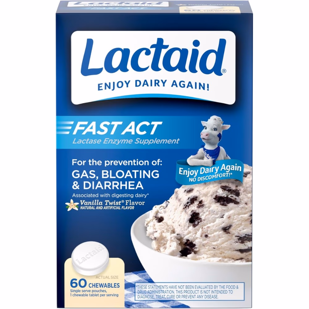 Lactaid Fast Act Lactase Enzyme Vanilla Chew 60s 1