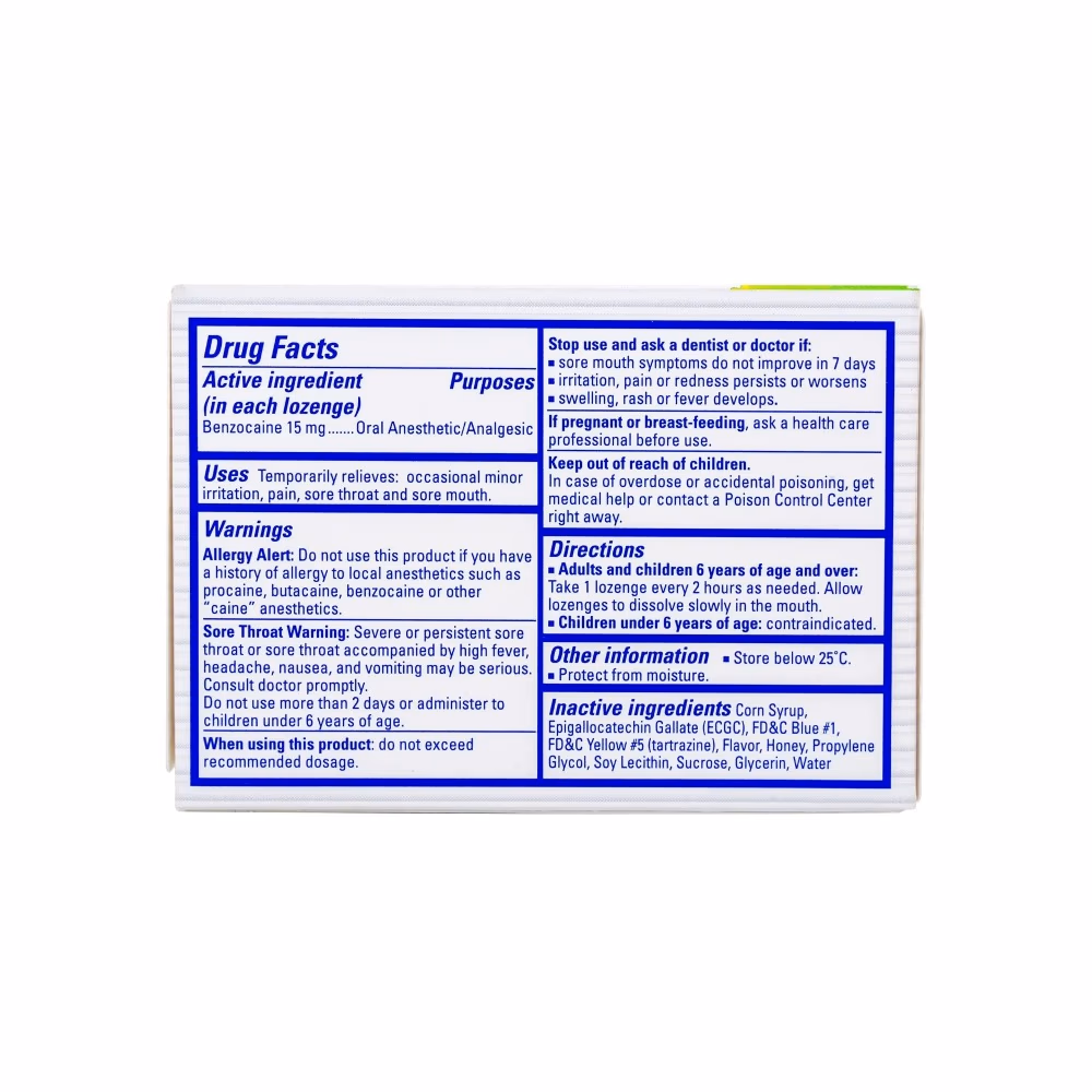 Chloraseptic Warming Sore Throat Green Tea Lozenges 18s 2