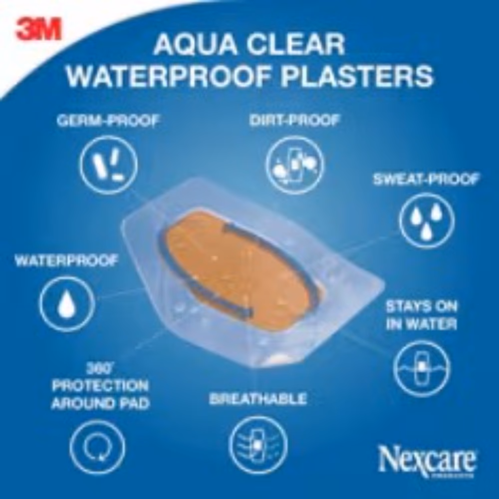 3M Nexcare Aqua Clear Maxi Waterproof Bandages - One Size - 10 Bandages 4