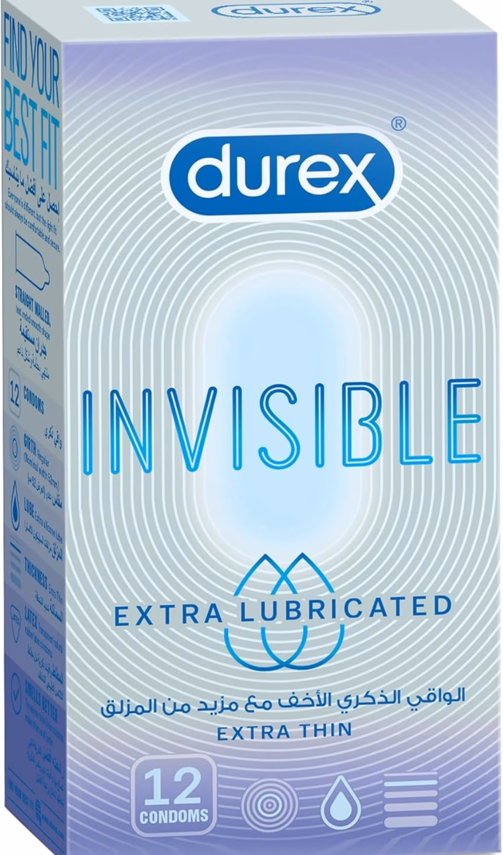 Durex Invisible Extra Lubricated Condoms - Pack of 12 1