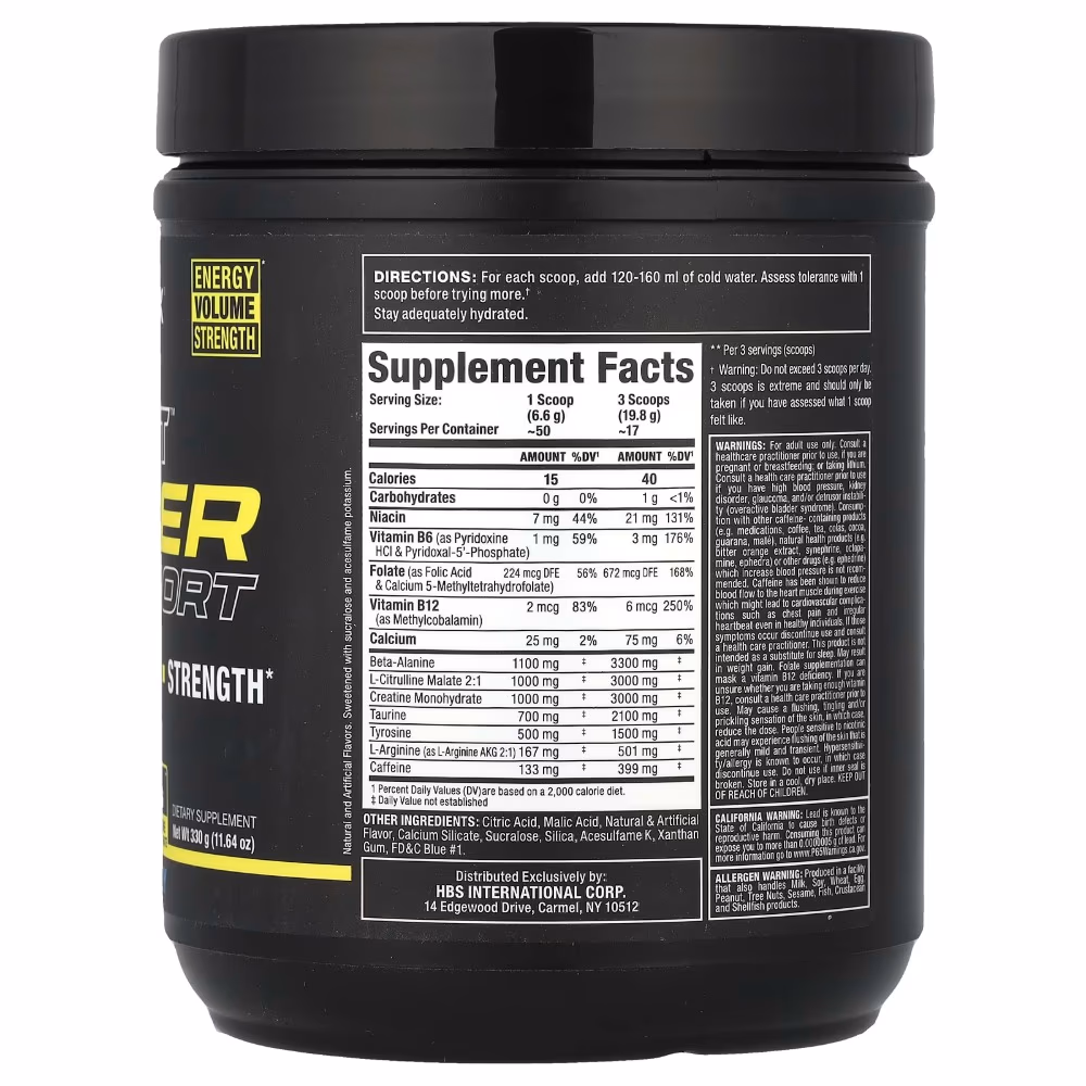 ALLMAX Impact Igniter Sport Pre Workout with Beta Alanine, L Citrulline Malate and Creatine Monohydrate, Blue Raspberry, 330 g, 50 Servings 2