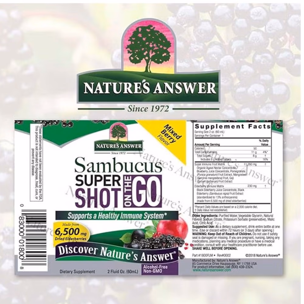 Natures Answer Sambucus 6500mg Super Shot 60ml 2
