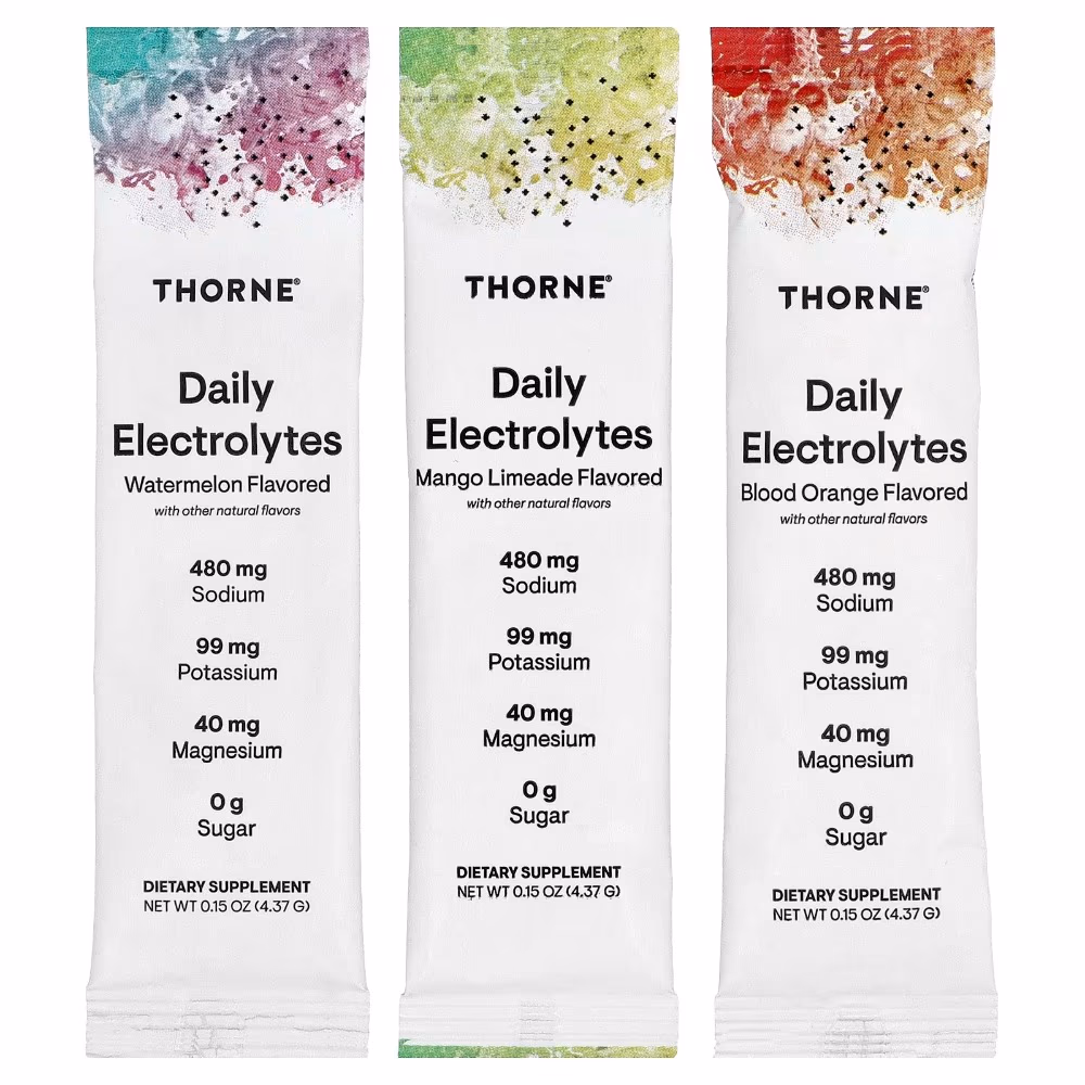 Thorne Daily Electrolytes 30 Stick Packs – Variety Pack | Blood Orange, Mango Limeade & Watermelon | NSF Certified for Sport Hydration Mix 4