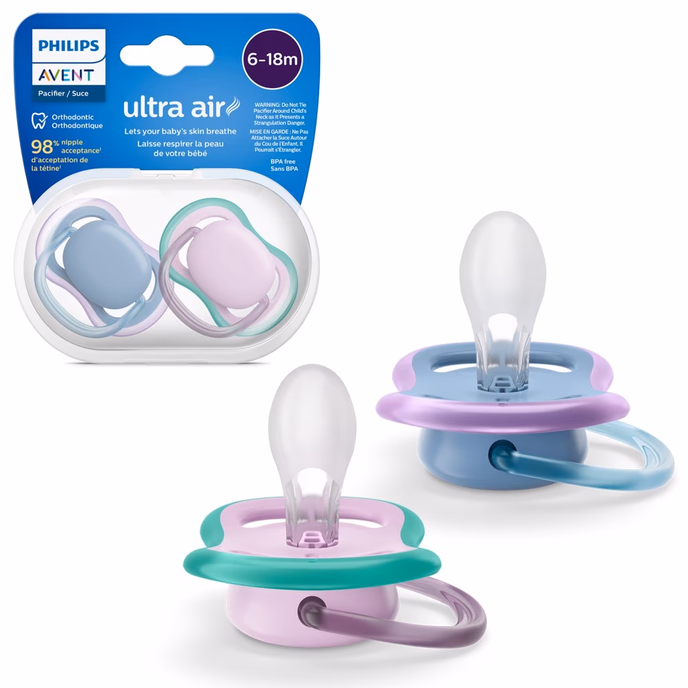 Philips Avent Ultra Air Pacifier 6-18m SCF 085,06 - Pack of 2 - Assorted Color