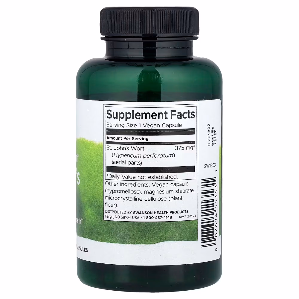 Swanson Full Spectrum St. John’s Wort – Herbal Supplement for Mental and Emotional Health, 375mg, 120 Vegan Capsules 2