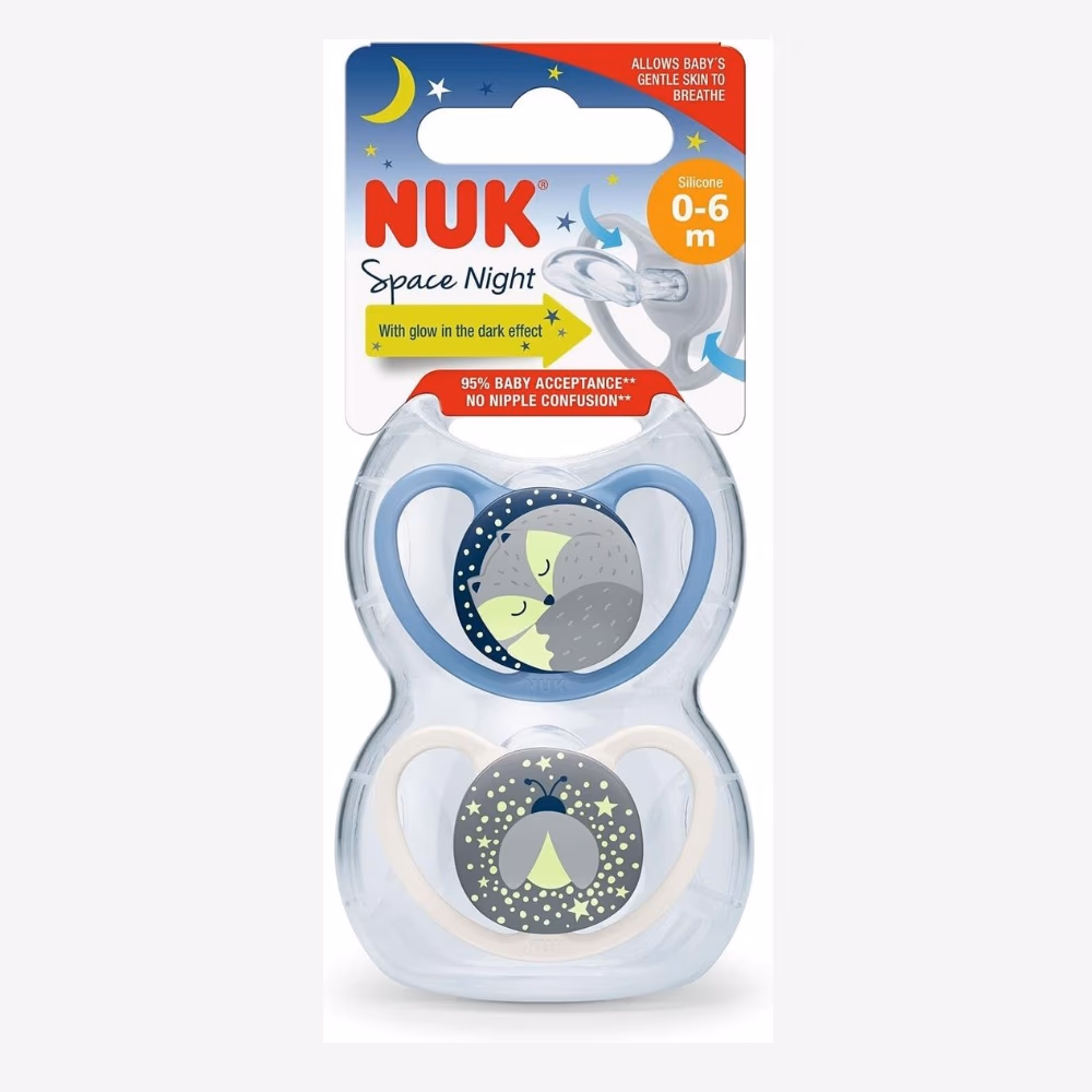 NUK Soother Space Night 0–6 Months – Orthodontic Night Pacifier 1