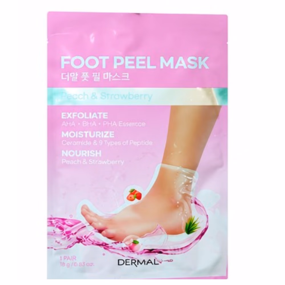 Dermal Foot Peel Mask (Peach & Strawberry) - 1 Pair 1