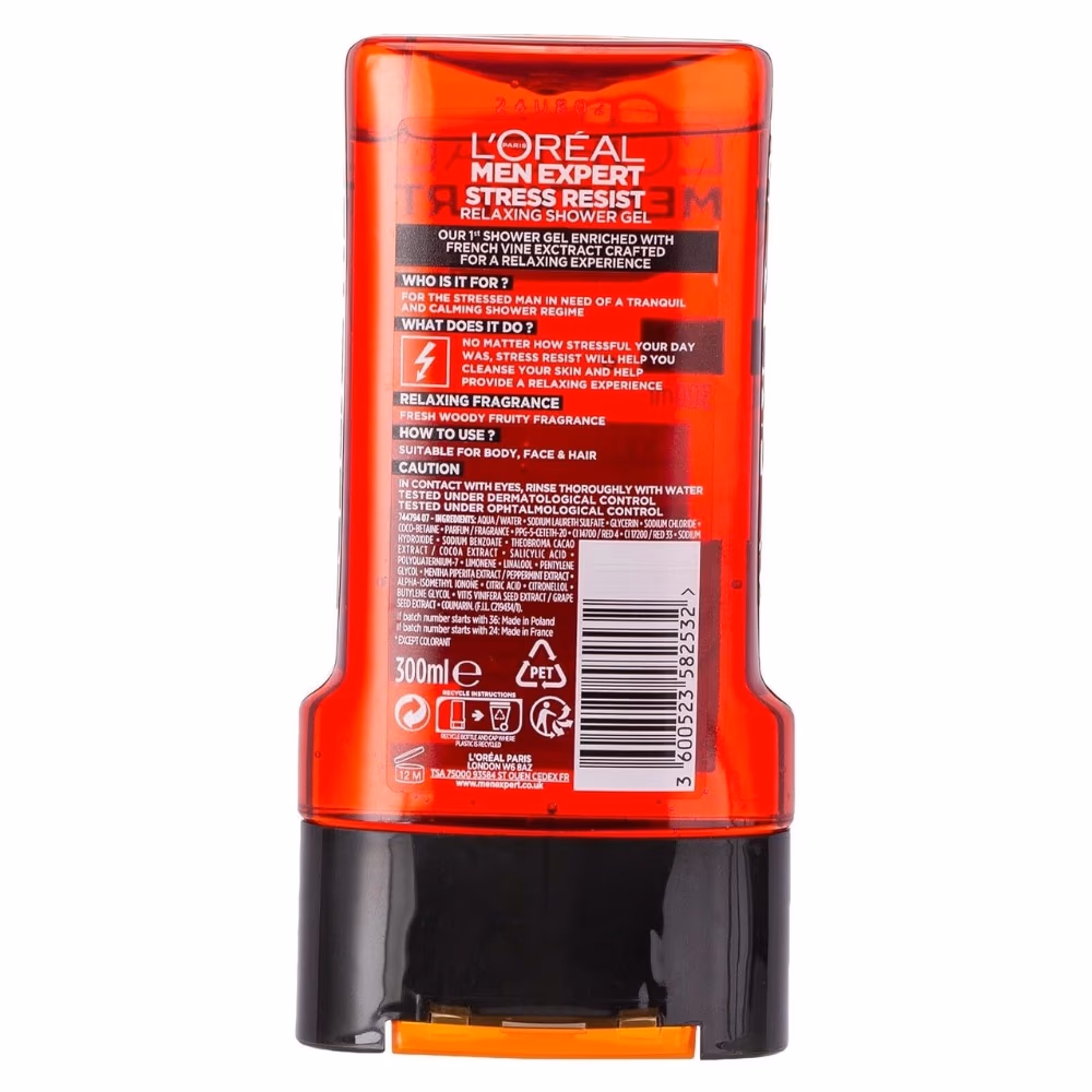 L'Oreal Men Shower Gel Stress Resist 300ml 2