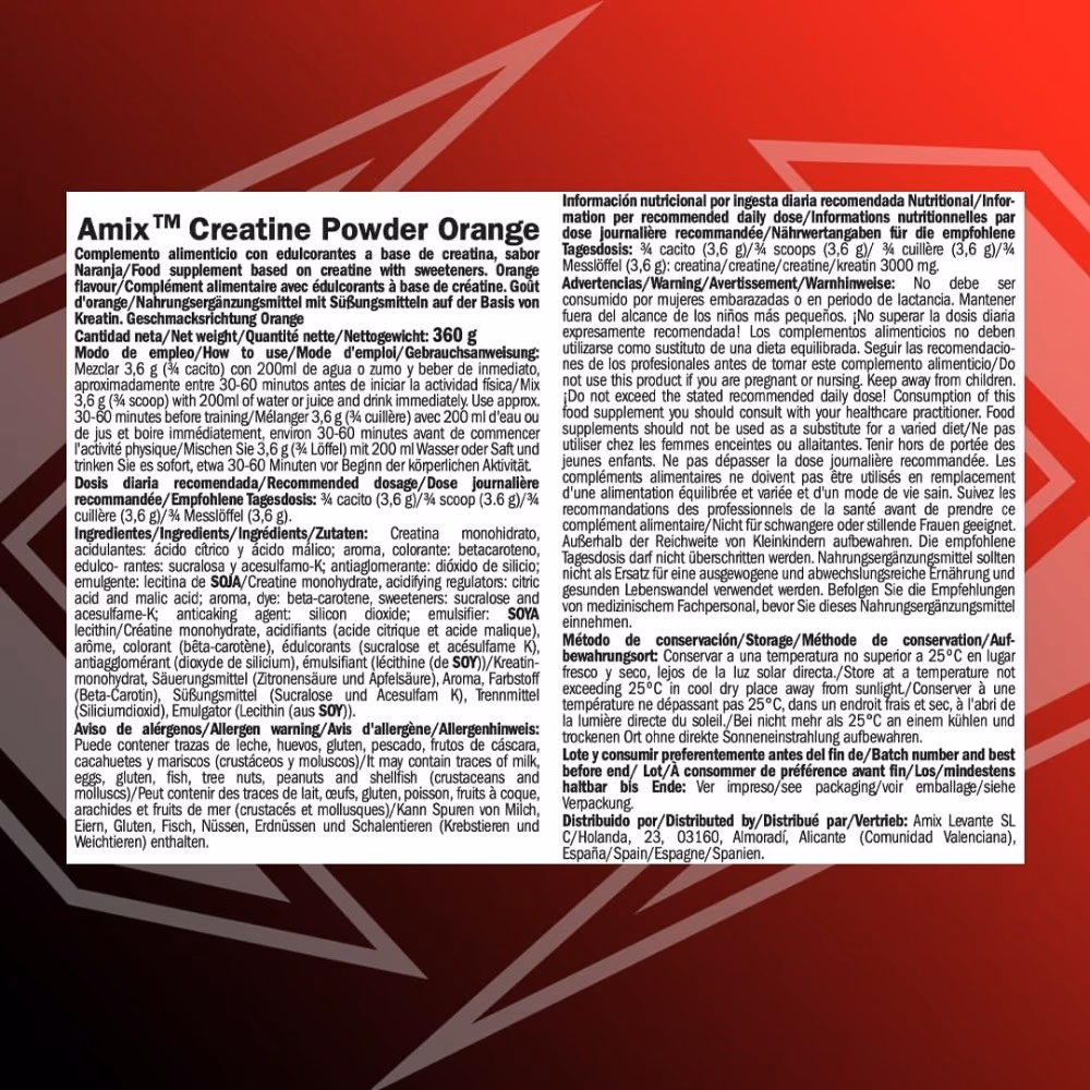 Amix Creatine Monohydrate Powder Juicy Orange 360g 4