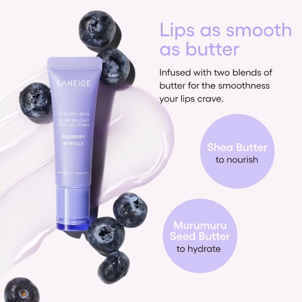 Laneige Lip Glowy Balm Blueberry Hydrating Lip Balm with Shea Butter and Murumuru Seed Butter 10g 4