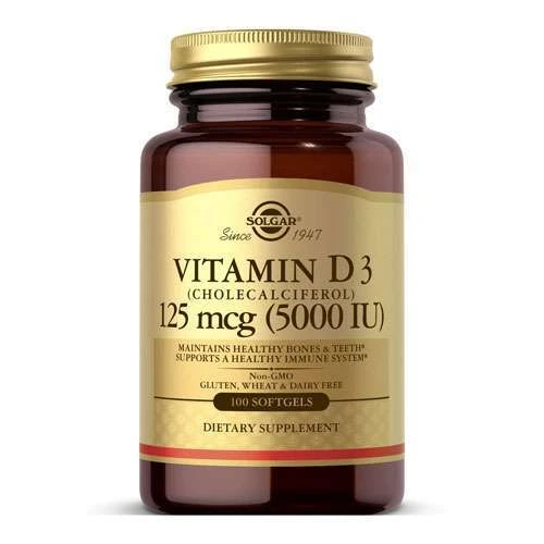 Solgar Vitamin D3 125mcg (5000IU) -100 Softgels 1