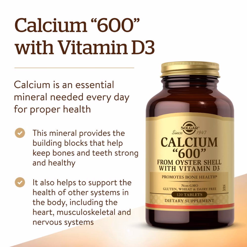 Solgar Calcium 600 mg with Vitamin D3 – 120 Tablets 3