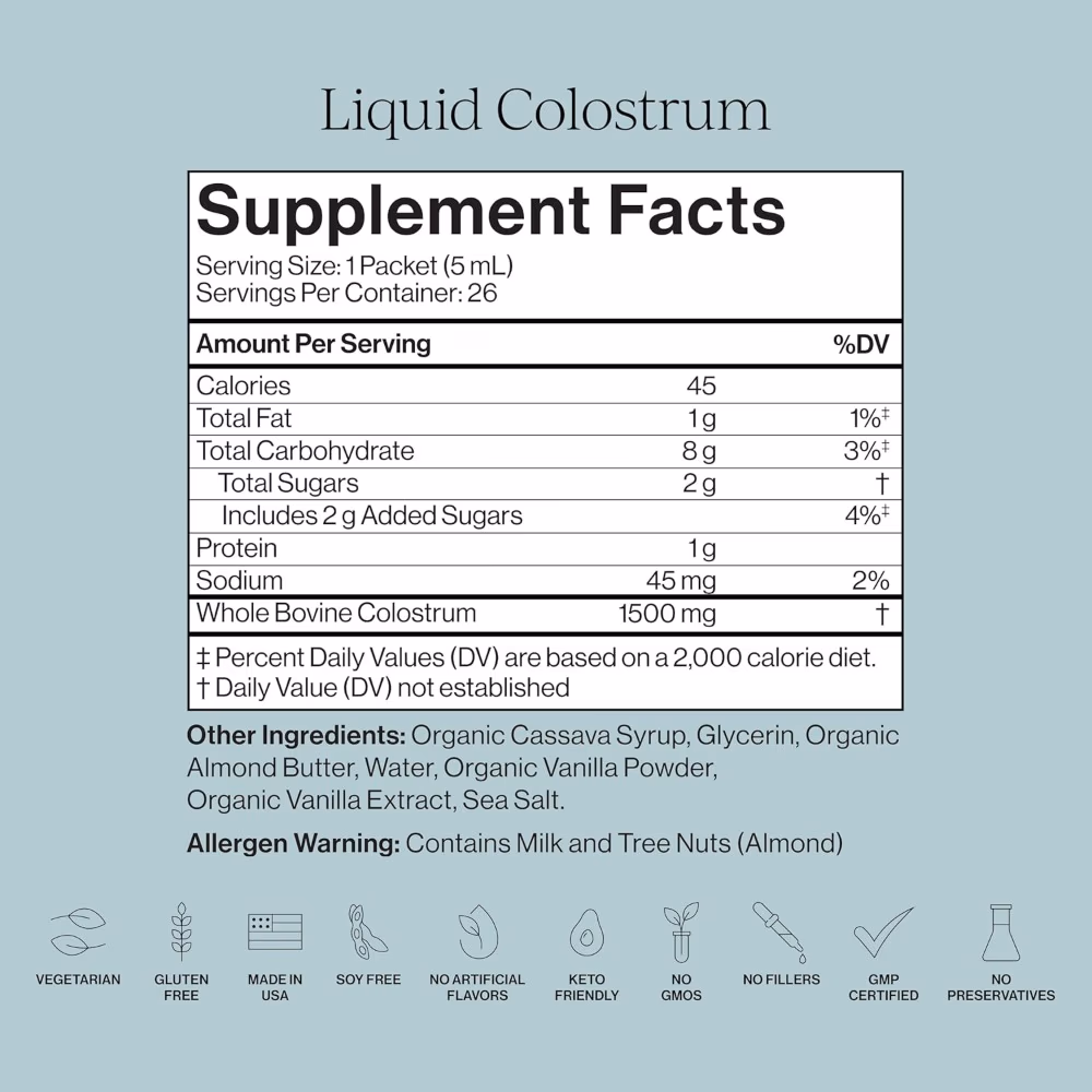 Cymbiotika Liquid Colostrum – Vanilla Sea Salt | Immunity & Digestive Support | 26 Pouches x 10ml 5