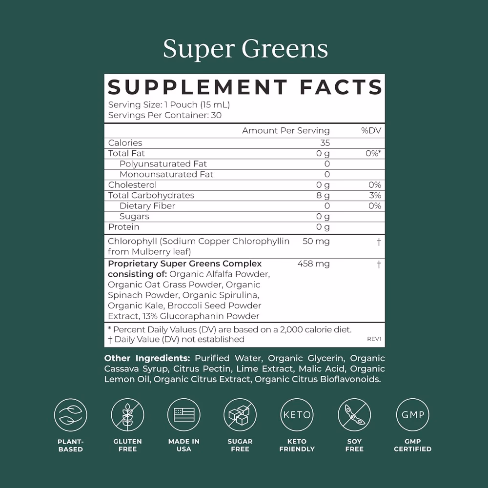 Cymbiotika Super Greens with Chlorophyll – Citrus Lime | Daily Greens Liquid Supplement | 30 Pouches x 15ml 4