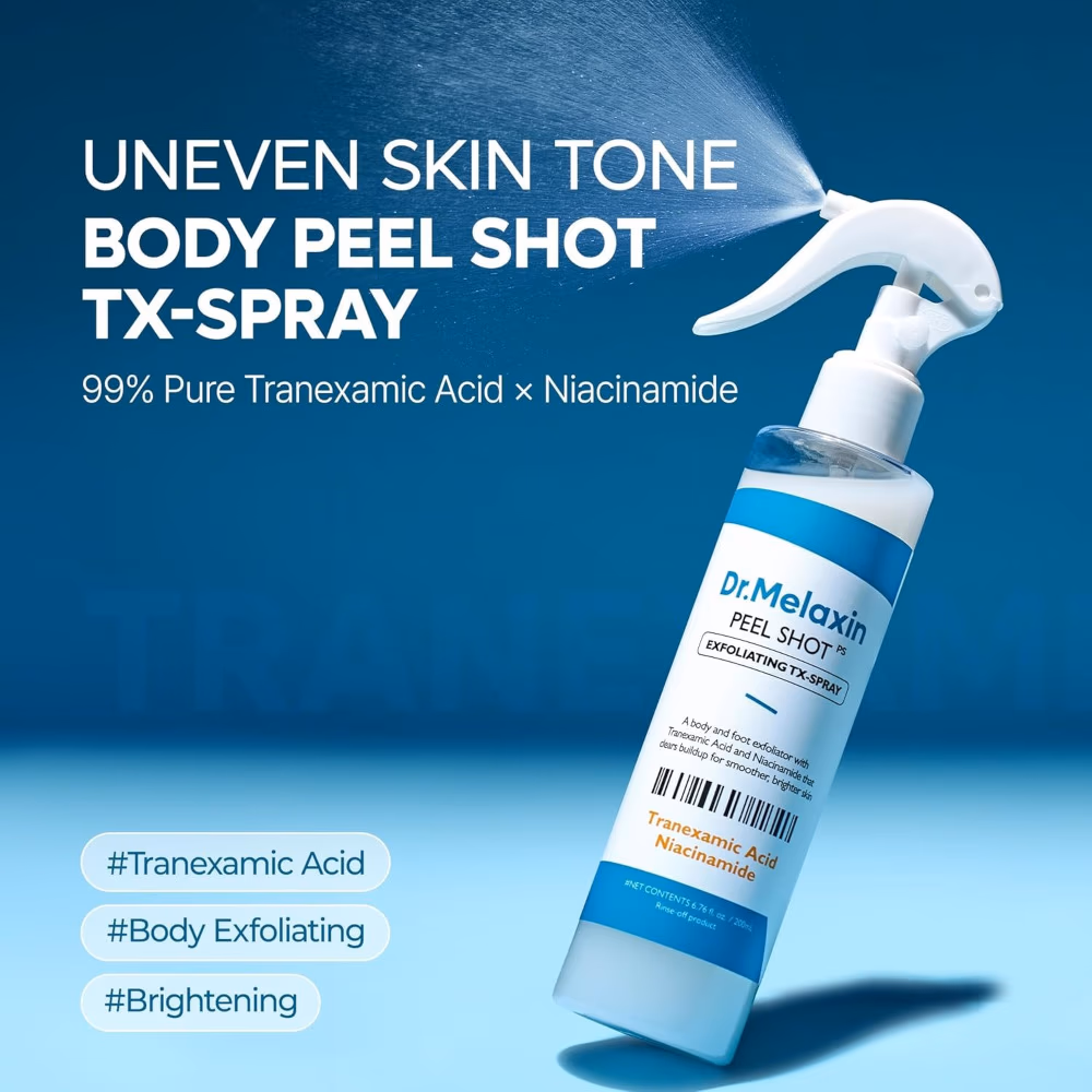 Dr. Melaxin Peel Shot Exfoliating TX-Spray 200ml | Body and Foot Exfoliator with Tranexamic Acid & Niacinamide 3