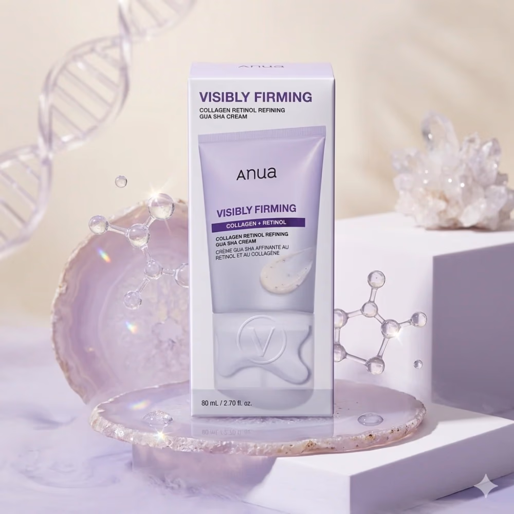 Anua Visibly Firming Collagen Retinol Refining Gua Sha Cream, 80ml – Targeted Firming Treatment with Built-in Sculpting Applicator 3