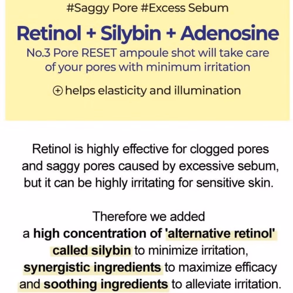 numbuzin No.3 Pore Reset Ampoule Shot Targeted Pore Refining Treatment 30ml 2