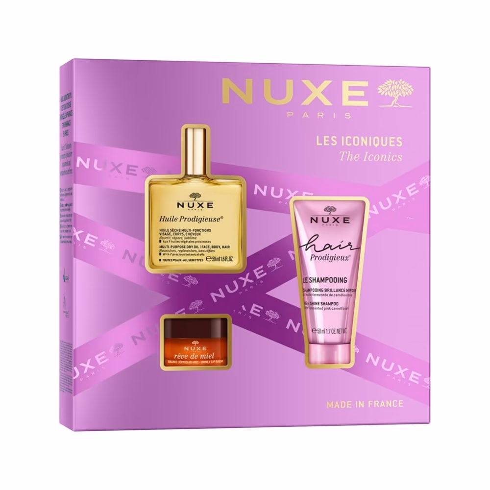 Nuxe Paris Huile Prodigieuse The Iconics Gift Set for face, body and hair