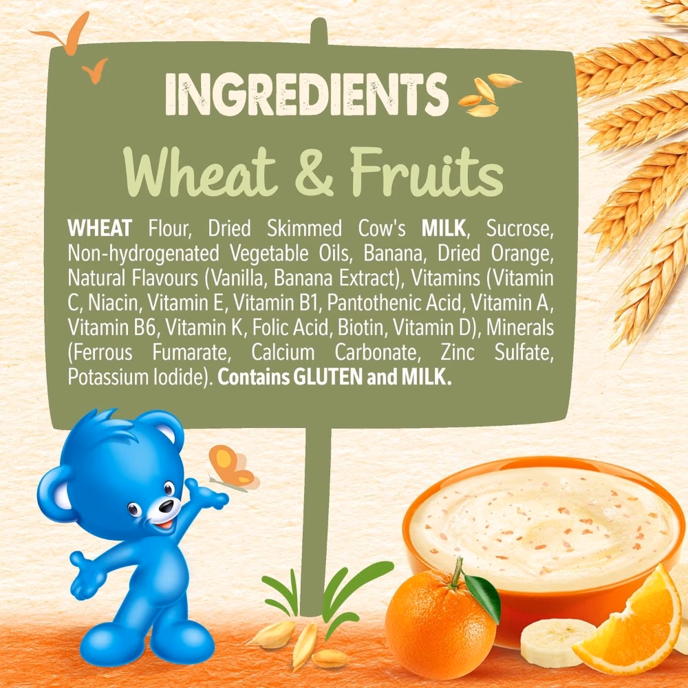 Nestle Cerelac Wheat & Fruits 1kg – Iron Fortified Baby Cereal with Essential Vitamins & Minerals 3