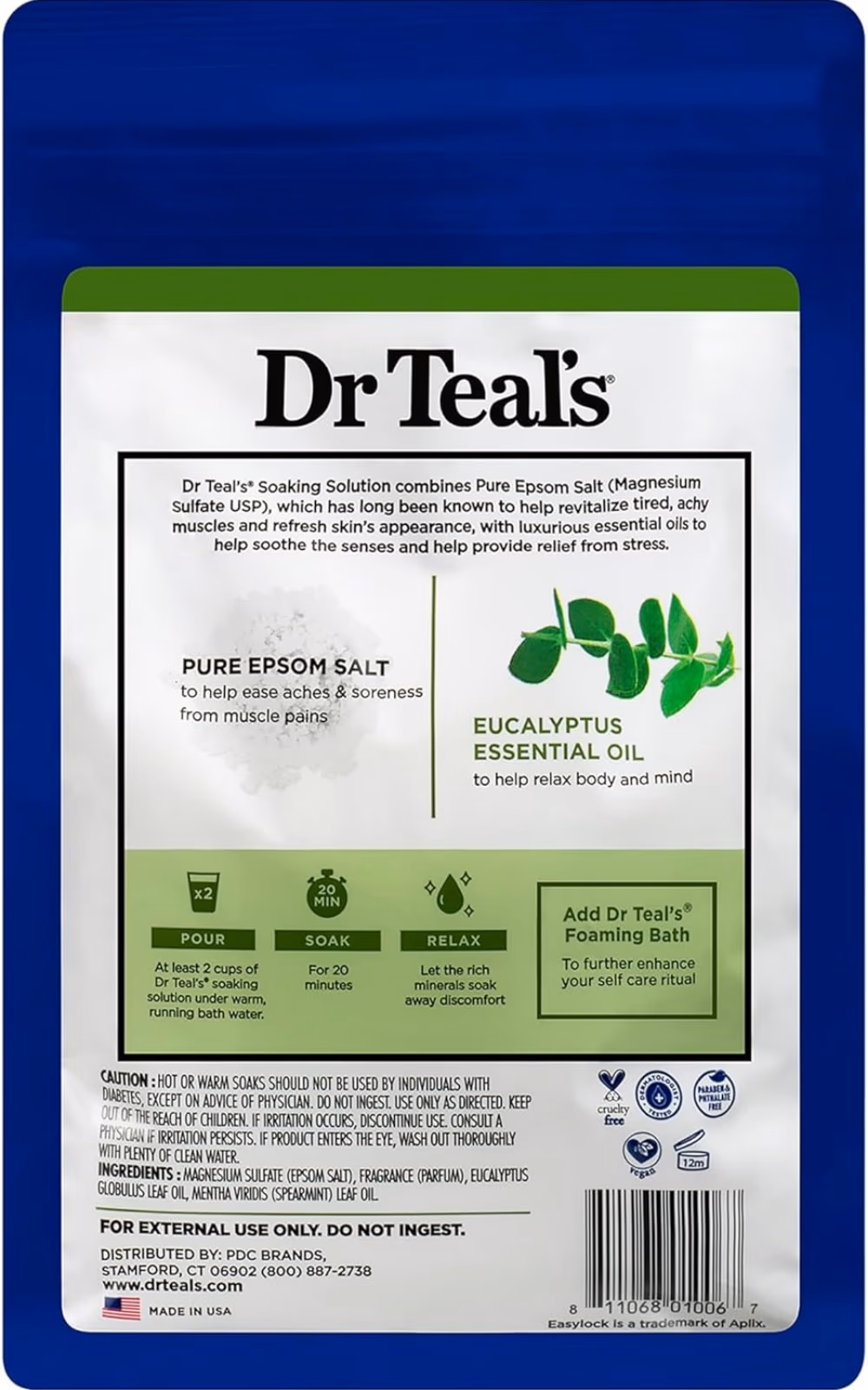 Dr Teals Epsom Salt Eucalyptus Spearmint 1.36kg 2