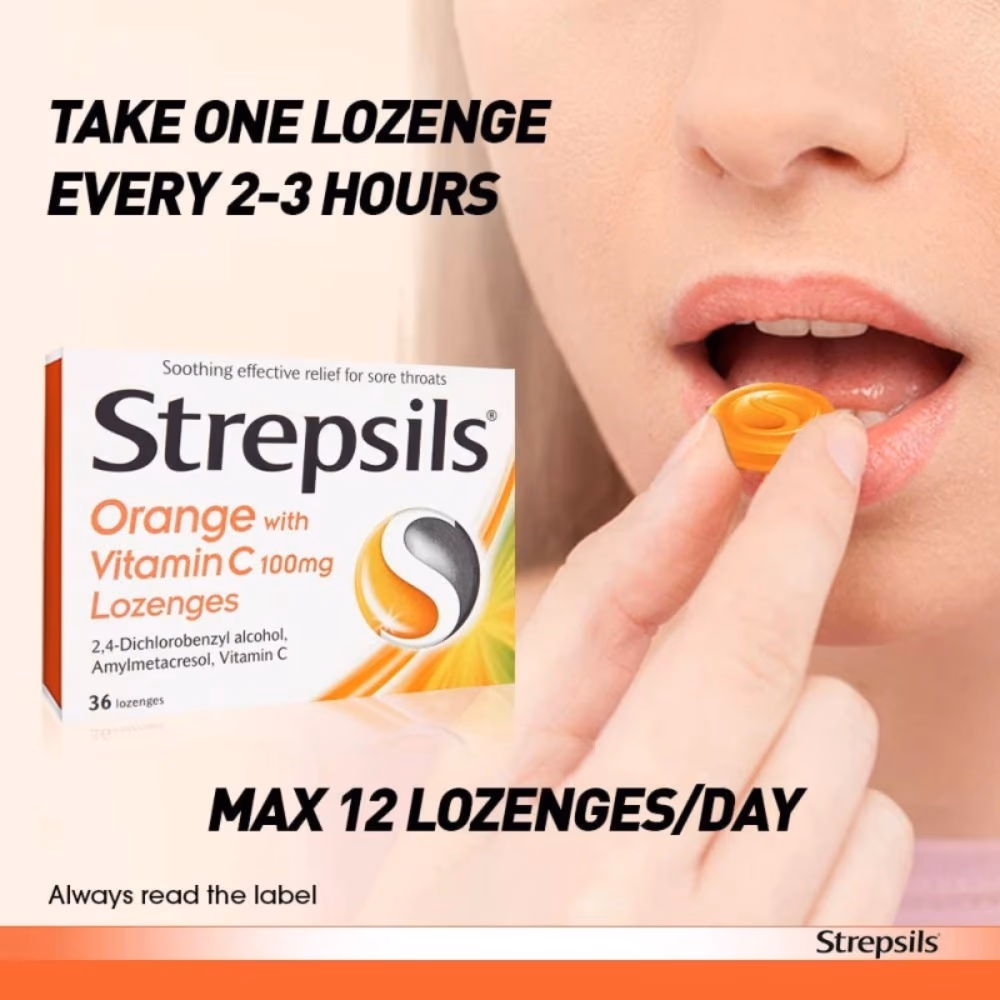 Strepsils Orange with Vitamin C 100mg - 36 Lozenges 2