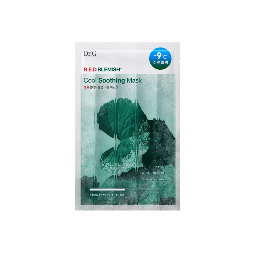 Dr.G R.E.D Blemish Cool Soothing Mask Single Sheet – 5-Cica & 5-Hyaluronic Acid | Minus 9°C Cooling Sheet Mask for Sensitive & Irritated Skin 1
