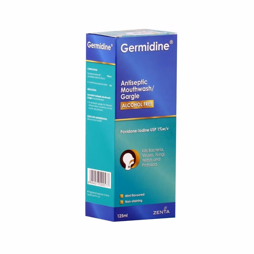 Germidine Antiseptic Mouthwash Gargle Alcohol Free 125 mL 2