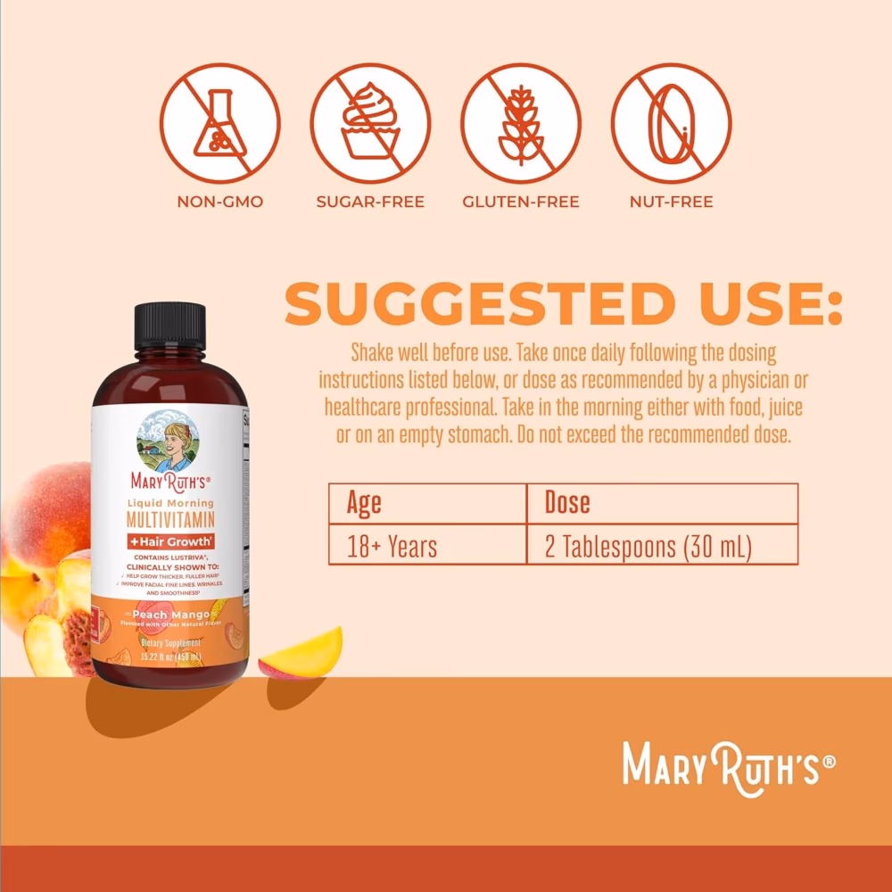 Mary Ruths Liquid  Morning  Multivitamin Peach Mango 450ML 3
