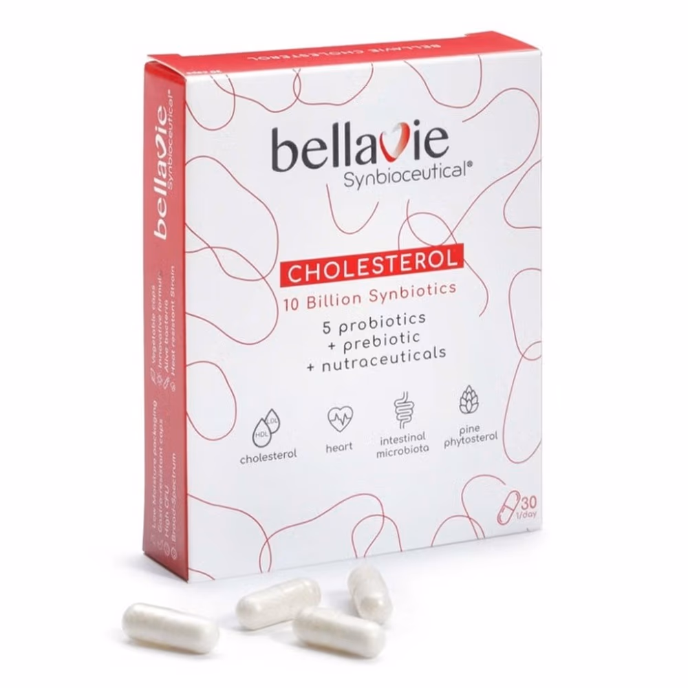 Bellavie Synbioceutical Cholesterol – 10 Billion Synbiotics | 5 Probiotics + Prebiotic + Pine Phytosterol | 30 Capsules 1