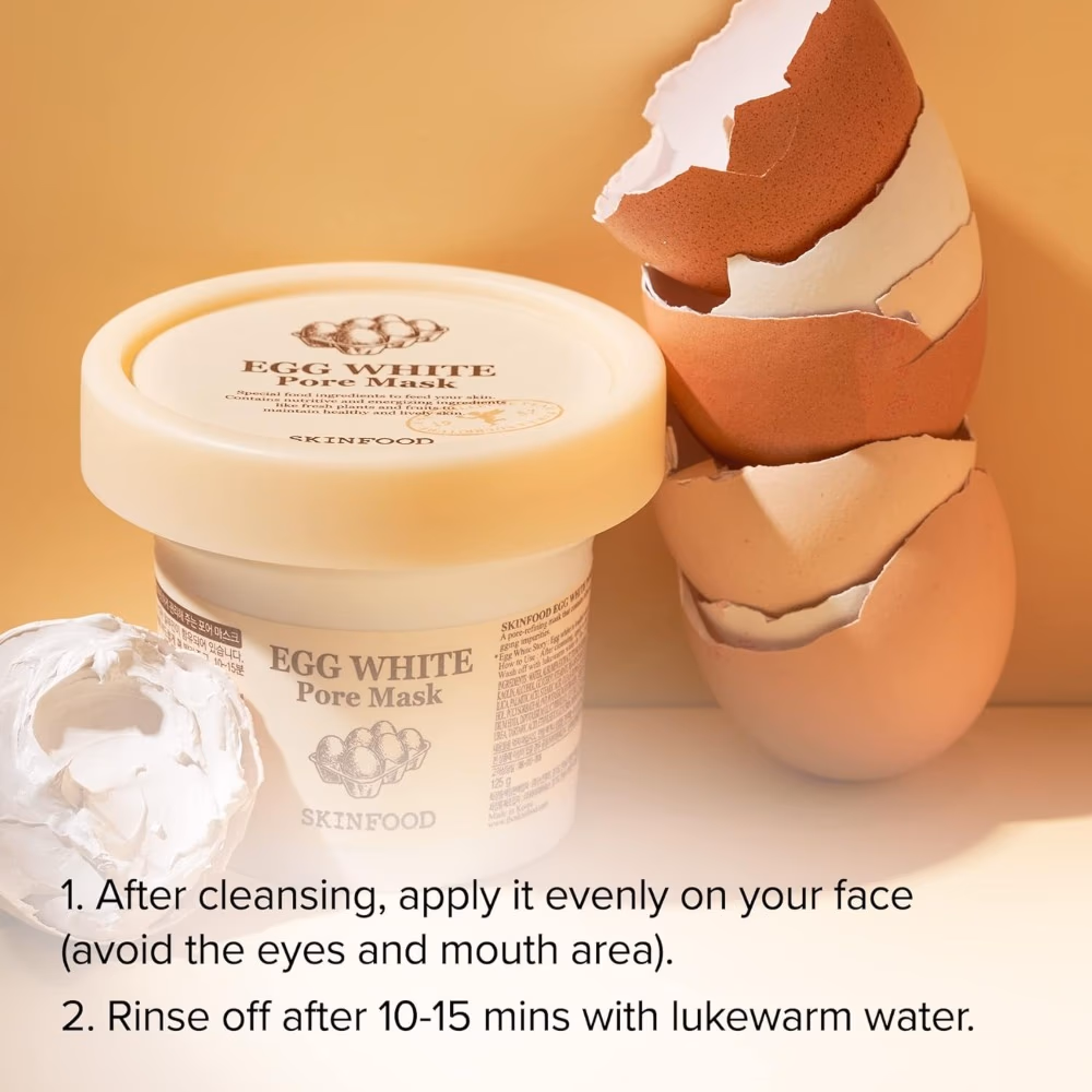 Skinfood Egg White Pore Mask 120gm – Pore Minimising & Skin Tightening Wash-Off Mask | With Egg White & Botanical Extracts 5