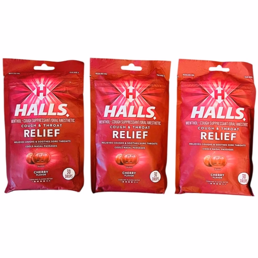 Halls Cough & Throat Relief Cherry -30 Counts