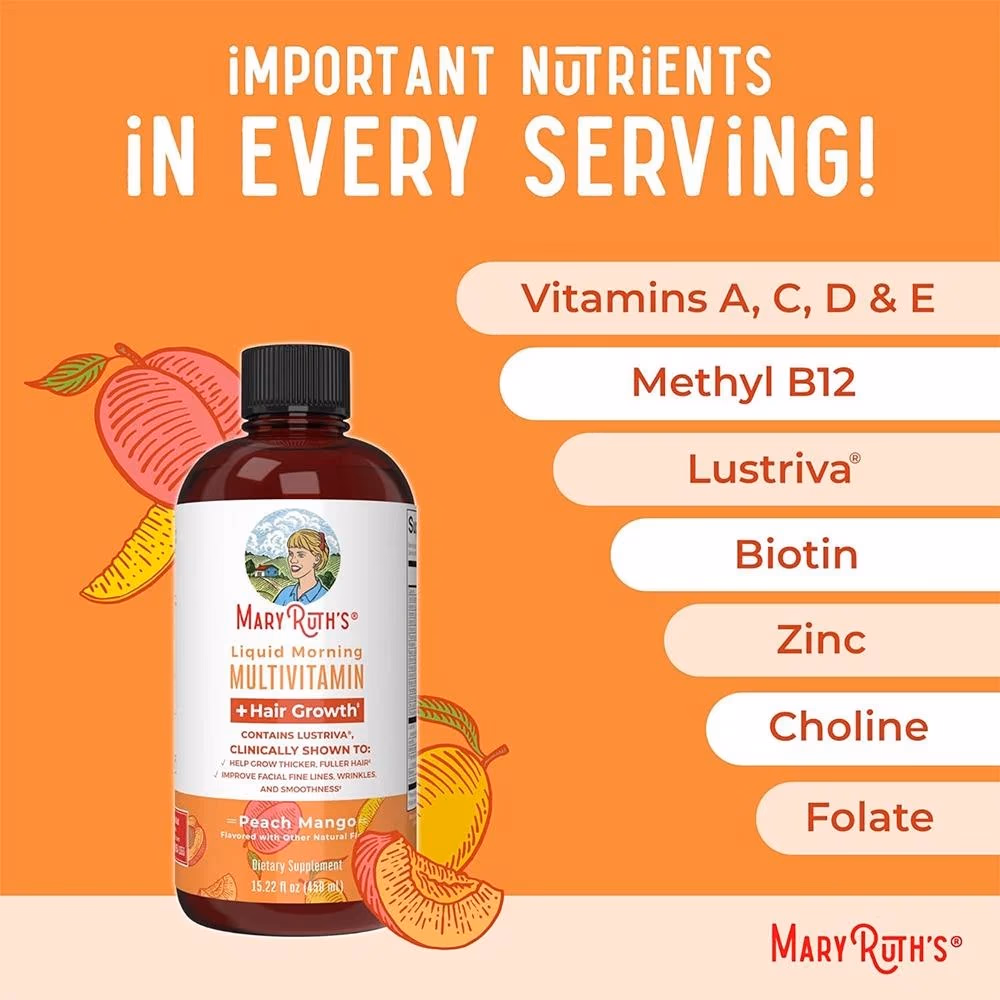 Mary Ruths Liquid  Morning  Multivitamin Peach Mango 450ML 2