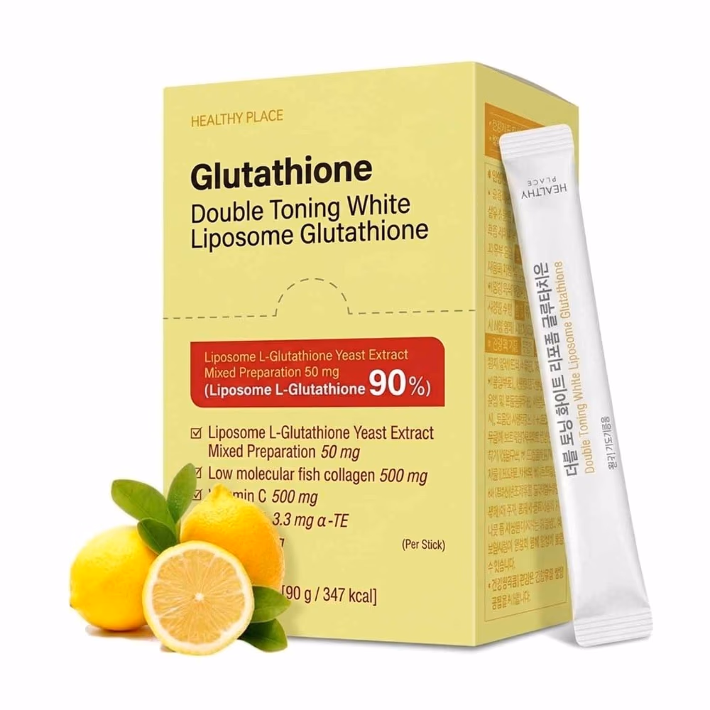 Healthy Place Double Toning White Liposome Glutathione Powder 30 Sticks - Lemon Flavor