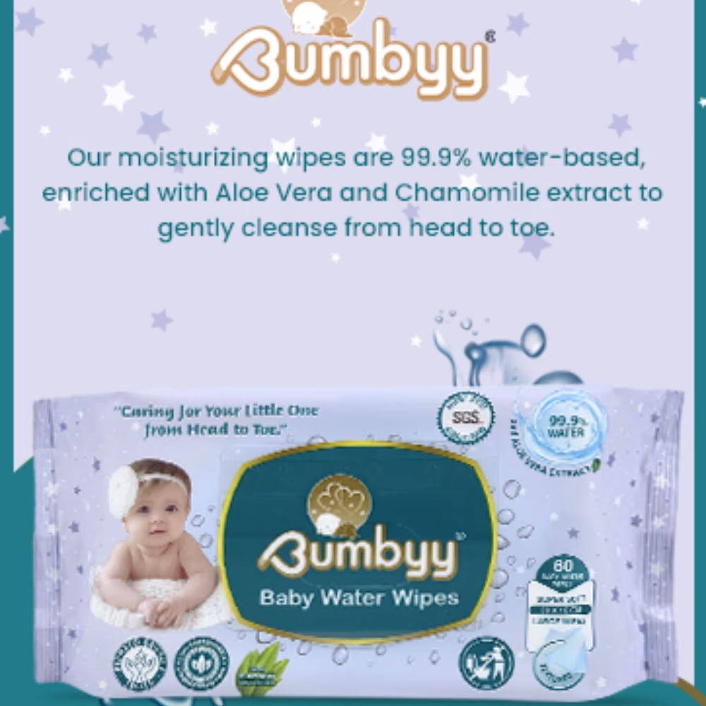 Bumbyy Baby Water Wipes 60S