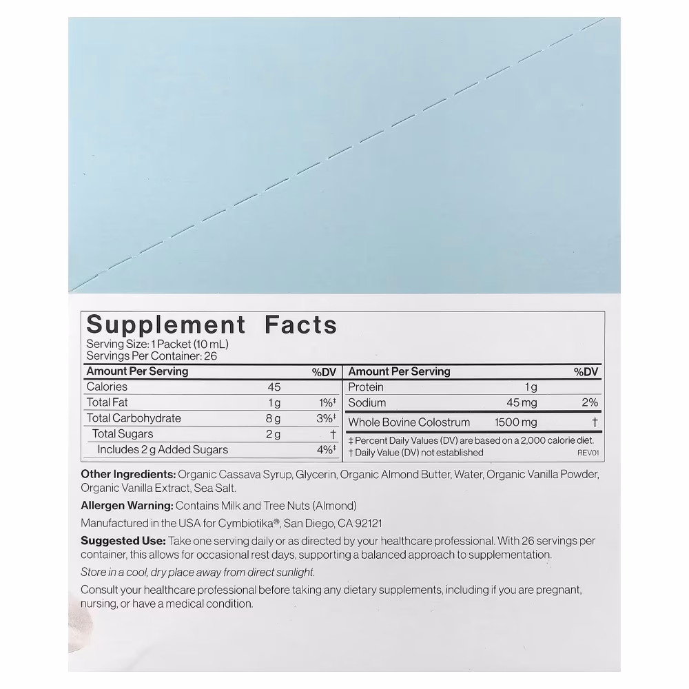 Cymbiotika Liquid Colostrum – Vanilla Sea Salt | Immunity & Digestive Support | Single Pouch 10ml 3
