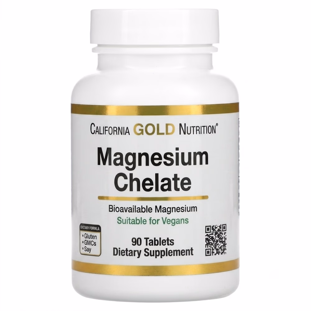 California Gold Nutrition Magnesium Chelate, 90 Tablets – Bioavailable Mineral Supplement Suitable for Vegans