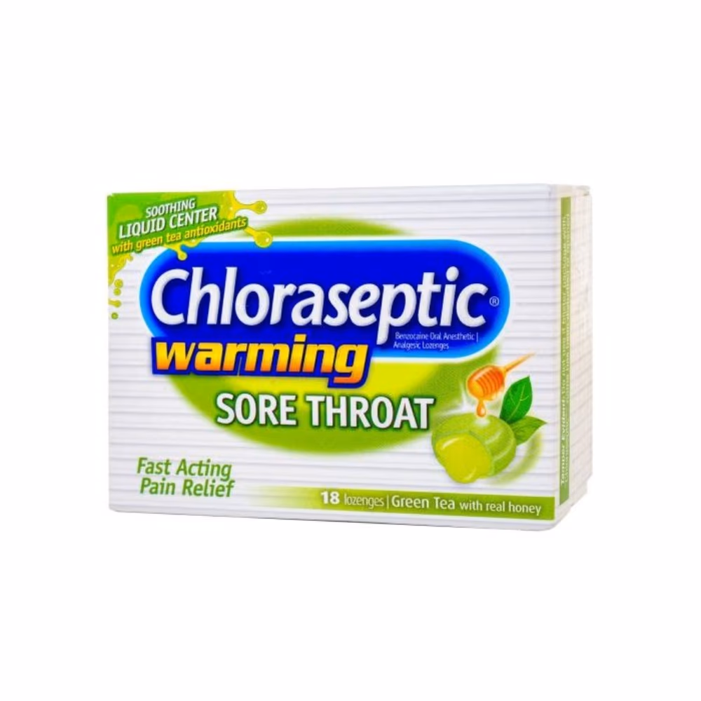 Chloraseptic Warming Sore Throat Green Tea Lozenges 18s 3