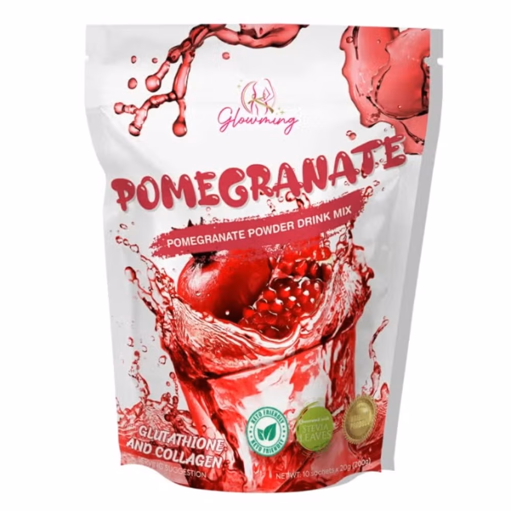 Glowming Pomegranate Powder Drink Mix with Glutathione & Collagen 10 Sachets x 20g