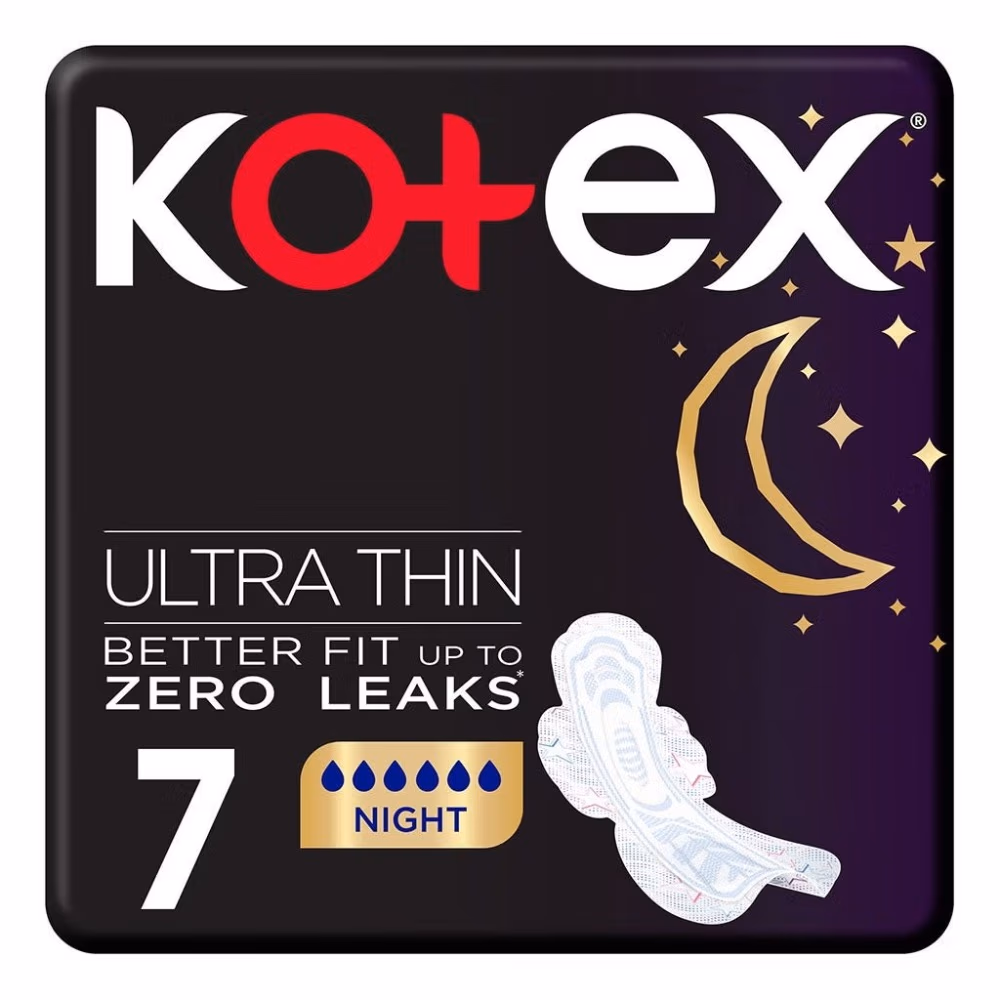 Kotex Ultra Thin Pads - Night + Wings - 7 Pads