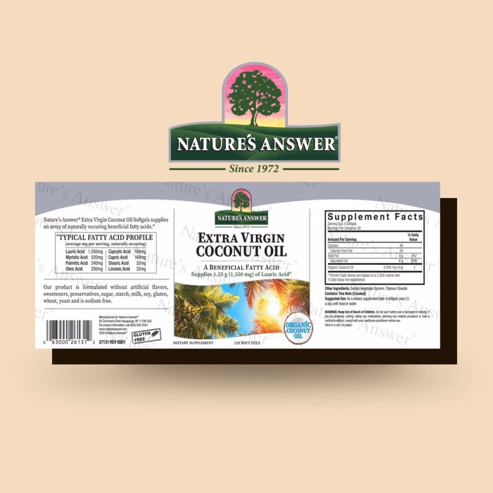 Natures Answer Extra Virgin Coconut Oil-120 Softgels 3