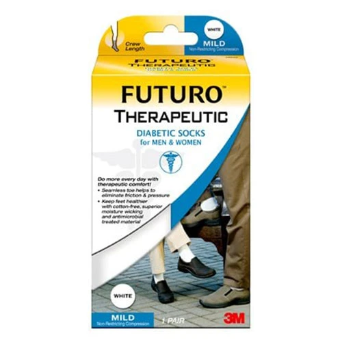 3M Futuro Therapeutic Diabetic Socks for Men and Women (48535) - Crew Length - 1 Pair