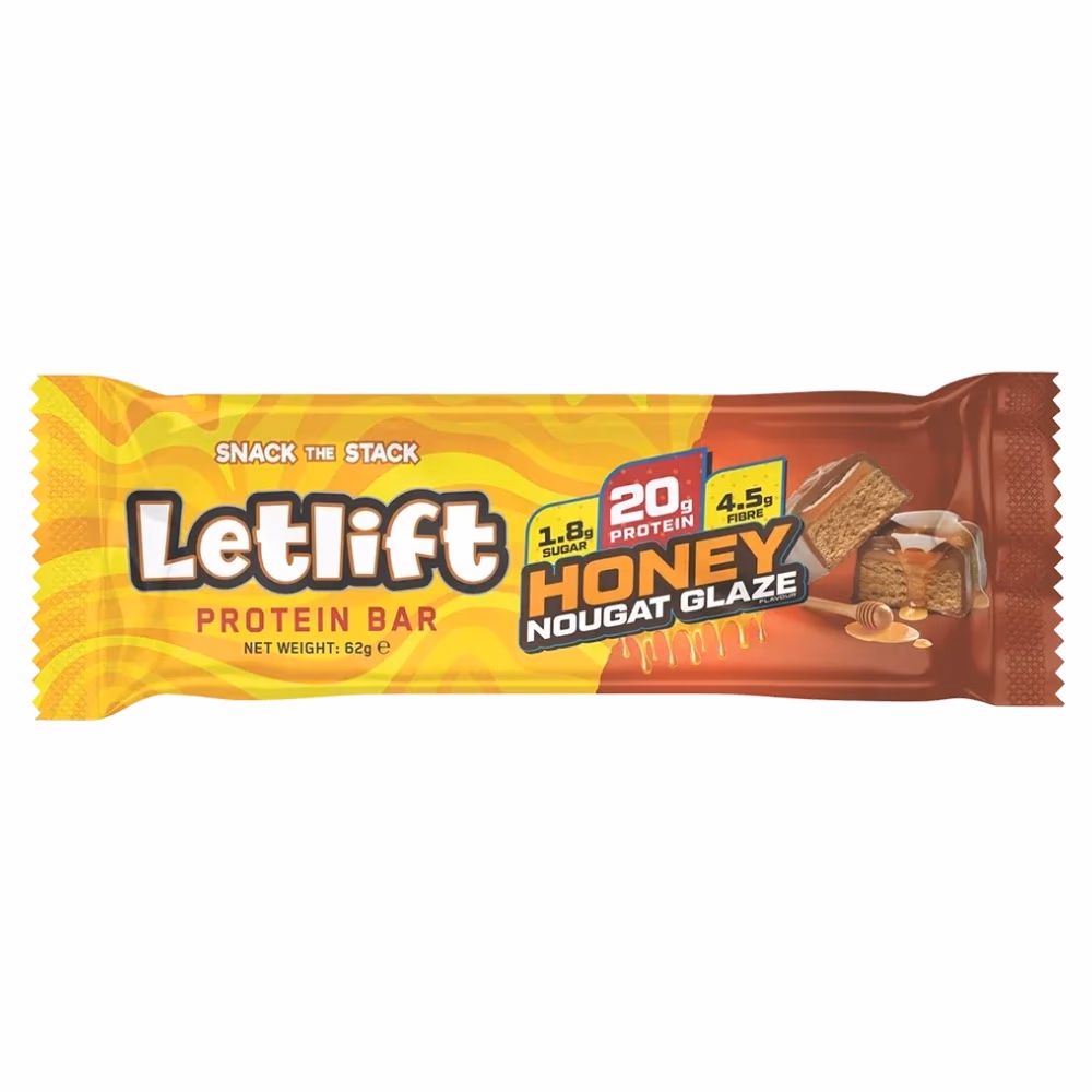 LetLift Protein Bar Salted Honey Nougat Glaze 62g 1