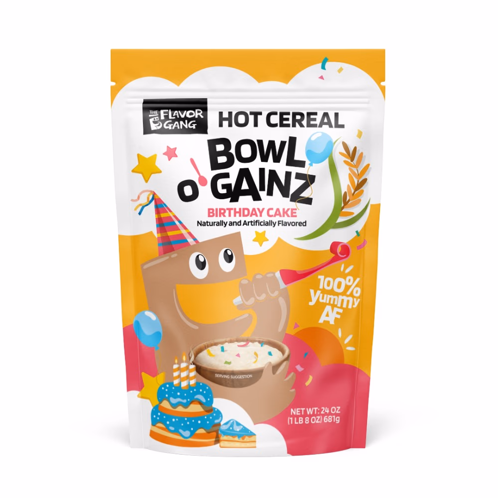 The Flavor Gang Hot Cereal Bowl Gainz Birthday Cake 681 g 1