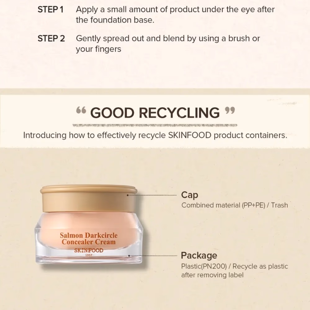 Skinfood Salmon Dark Circle Concealer Cream 10gm – No.01 Light Beige | Salmon Extract & Omega-Rich Coverage for Under Eyes 2