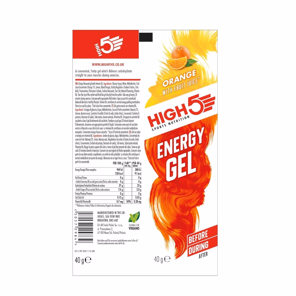 High5 Energy Gel Caffeine Orange 40g 1
