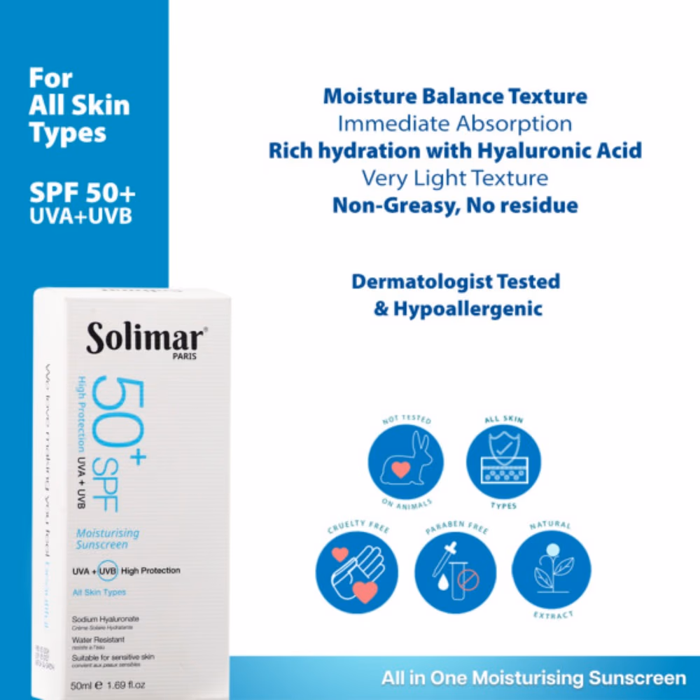 SOLIMAR Moisturizing Sunscreen Cream SPF 50+ 50ML 2