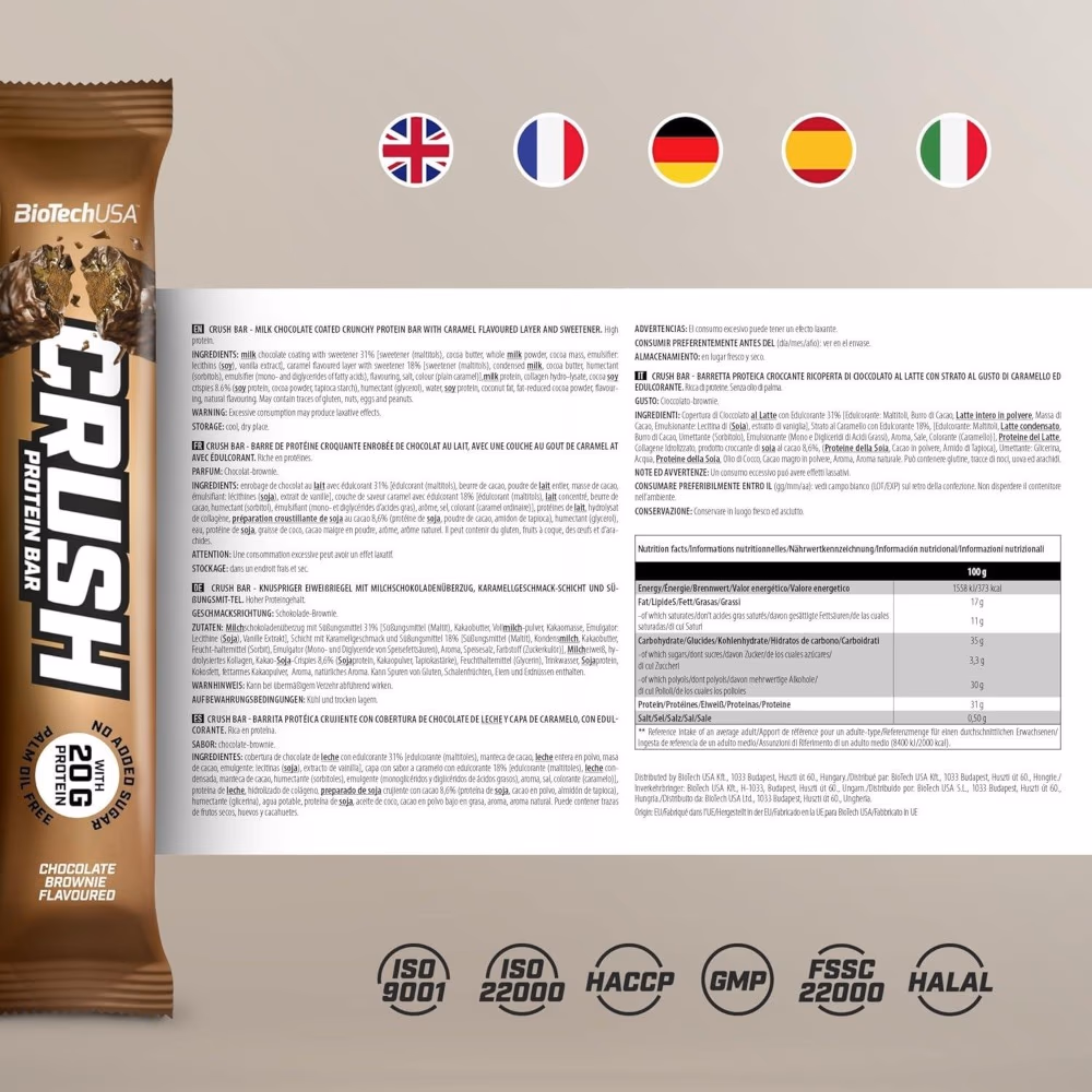 BioTechUSA Crush Protein Bar Chocolate Brownie 64 g 2