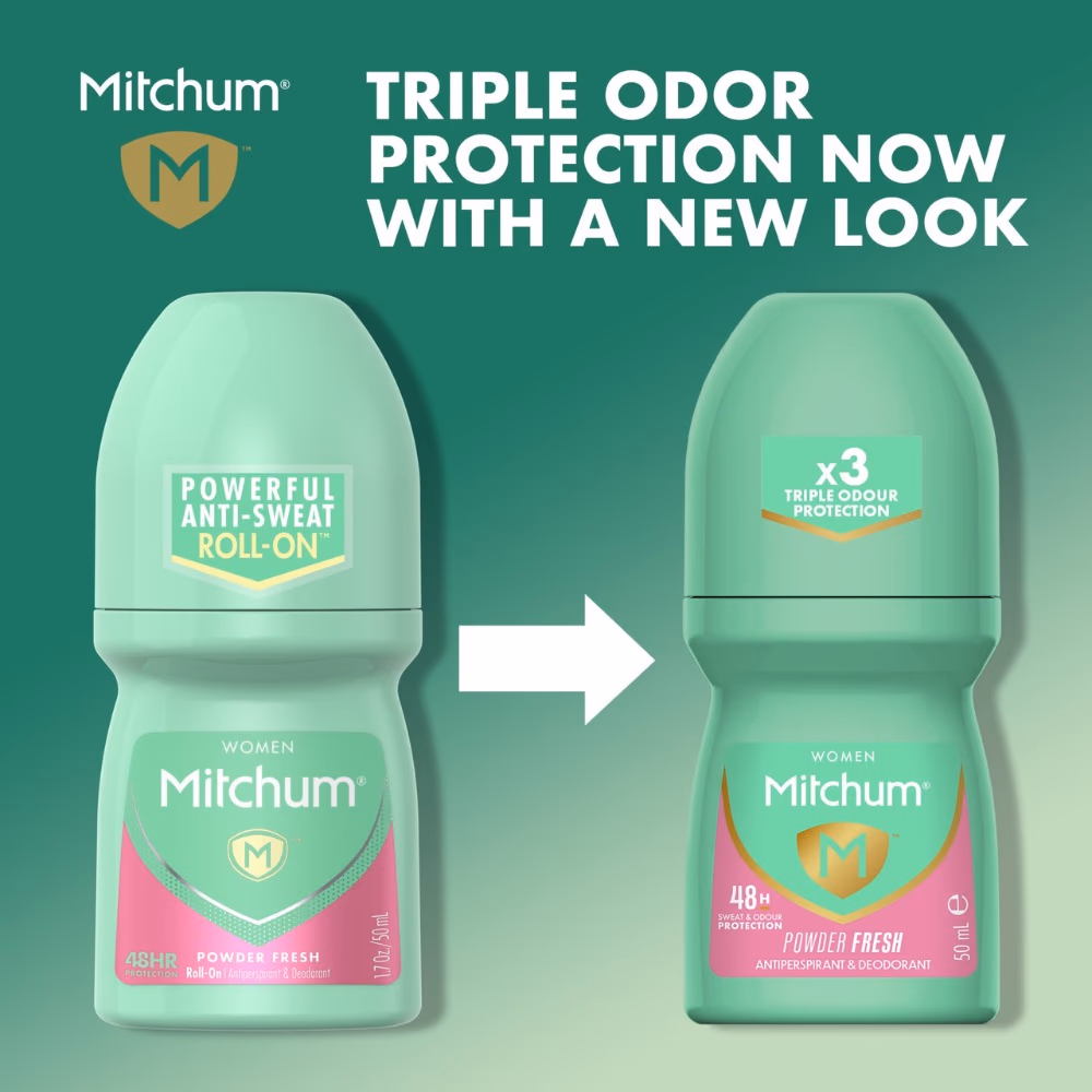 Mitchum Women's 48HR Protection Powder Fresh Antiperspirant and Deodorant Roll On 50ml with Triple Odour Protection  2. Description 3
